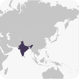 India highlighted on world map