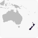 New Zealand highlighted on world map